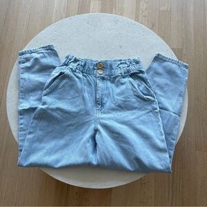 High Rise Paperbag Jeans Light Denim Blue Zara